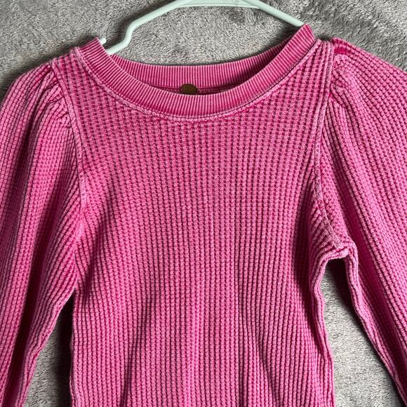 Free People Wesley Thermal Pink XS Boho Lounge Wear Everyday Staple - Picture 6 of 7